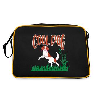 Cooler Hund, spielender Kooikerhondje - Retro Tasche - Schwarz/Gold - Hinten