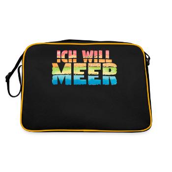 Ich will Meer - Retro Tasche - Schwarz/Gold - Hinten