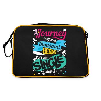 Ein Schritt für eine große Reise - Retro Tasche - Schwarz/Gold - Hinten