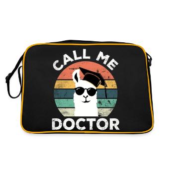 Lustiges Lama Doktor Promotion Doktortitel Spruch - Retro Tasche - Schwarz/Gold - Hinten