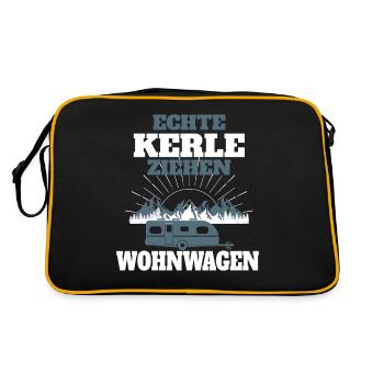 Lustiger Camper Camping Spruch - Retro Tasche - Schwarz/Gold - Hinten