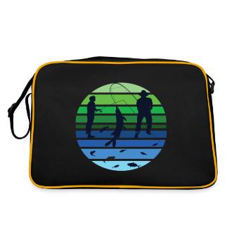 Angler, Gift, Fisherman, Fly Fishing - Retro Bag - black/gold - Back