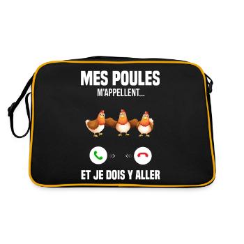 Mes Poules M'appellent Et Je Dois Y Aller - Sac Retro - noir/or - Dos