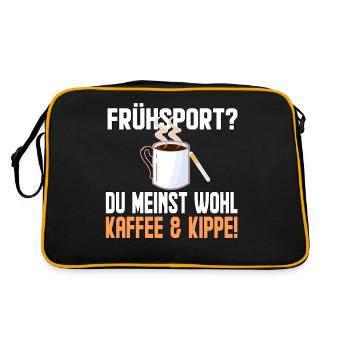 Kaffe und Kippe - Retro Tasche - Schwarz/Gold - Hinten