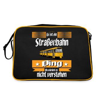 Das Ist Ein Straßenbahn Ding Straßenbahn Geschenk - Retro Tasche - Schwarz/Gold - Hinten