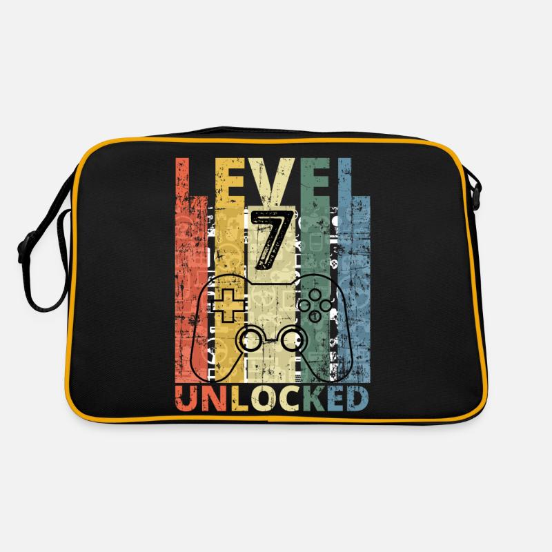 Level 7 freigeschaltet - Retro Tasche - Schwarz/Gold