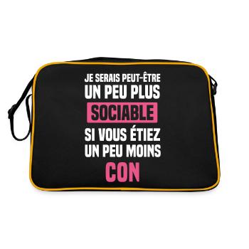 Je Serais Plus Sociable si Vous étiez Moins Con - Sac Retro - noir/or - Dos