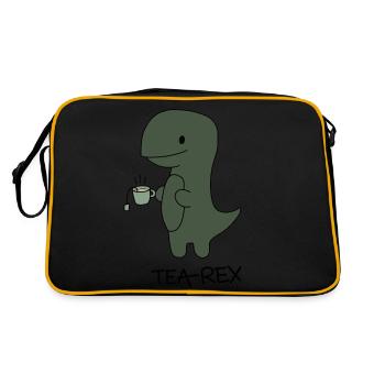 Dino dinosaurier dinosaurus Tier - Retro Tasche - Schwarz/Gold - Hinten
