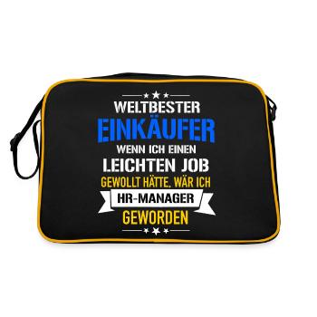 Lustiger Spruch Weltbester Einkäufer HR-Manager - Retro Tasche - Schwarz/Gold - Hinten