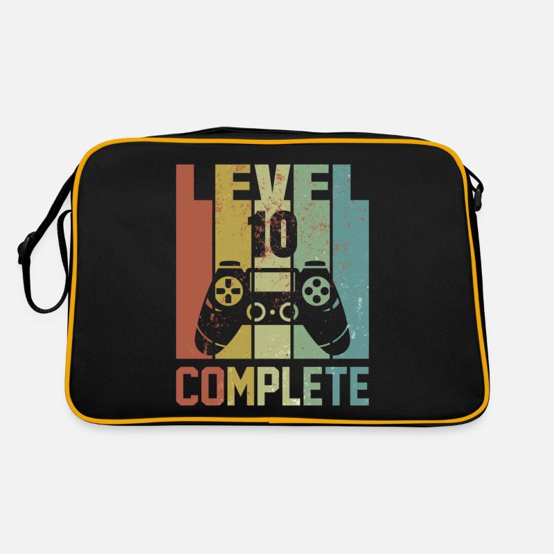 Level 10 Complete Geburtstagsshirt Jugend Geschenk - Retro Tasche - Schwarz/Gold