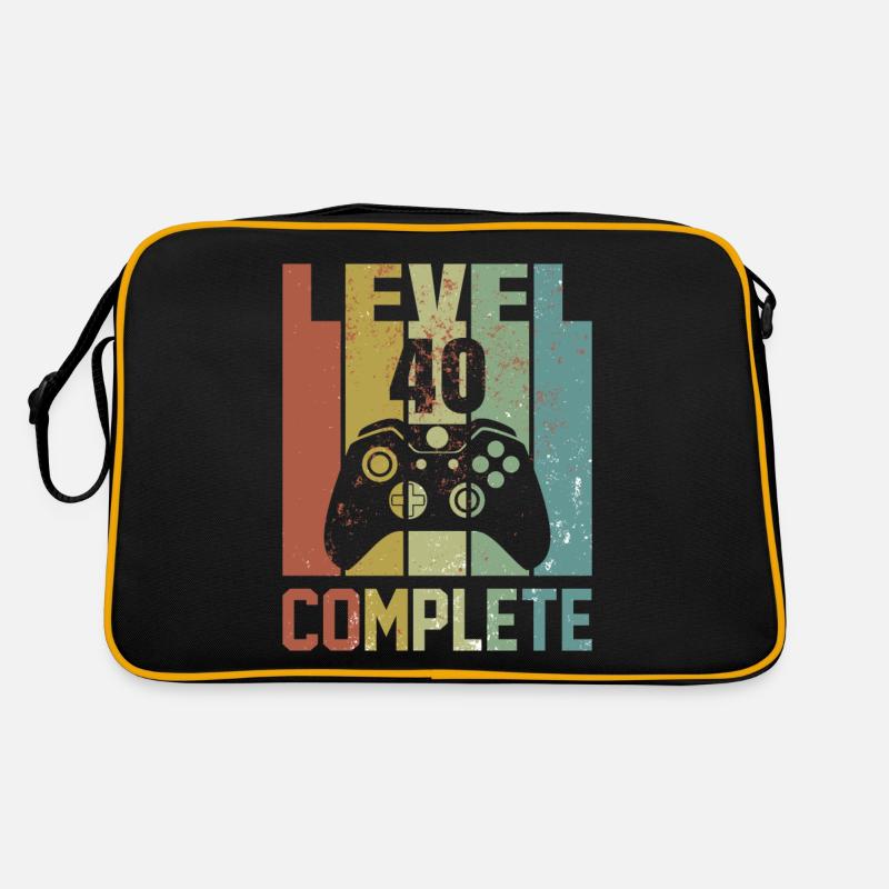 Level 40 complete Geburtstagsshirt Geschenk - Retro Tasche - Schwarz/Gold
