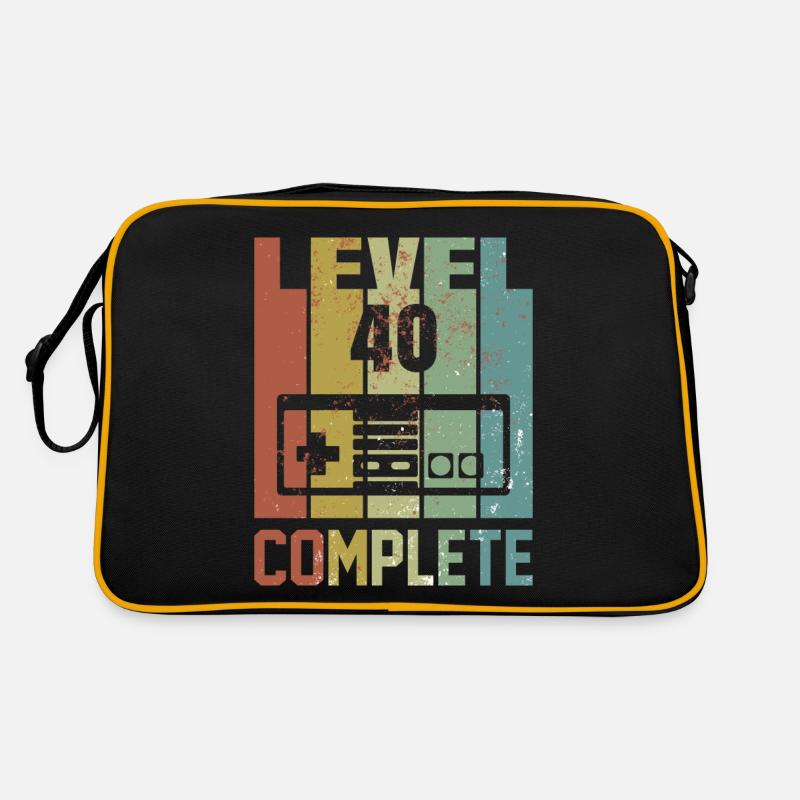 Level 40 complete Geburtstagsshirt Geschenk - Retro Tasche - Schwarz/Gold