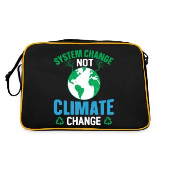 System Change not Climate Change - Klimawandel - Retro Tasche - Schwarz/Gold - Hinten