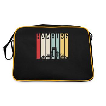 Hamburg Skyline Retro - Retro Tasche - Schwarz/Gold - Hinten