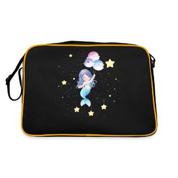 Space Mermaid Floating With Balloons - Retro Bag - black/gold - Back