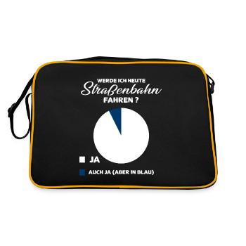 Straßenbahn Spruch Geschenk - Retro Tasche - Schwarz/Gold - Hinten