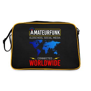 amateurfunk, weltweit mit freunden verbunden - Retro Tasche - Schwarz/Gold - Hinten
