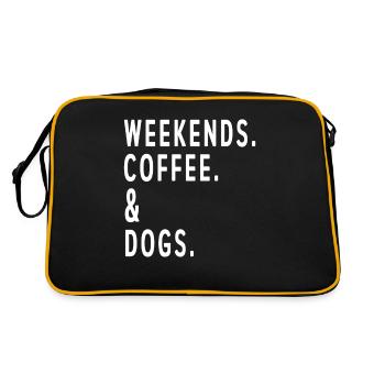 Coffe Lover Weekends Coffee And Dogs Cozy Relax Da - Retro Tasche - Schwarz/Gold - Hinten