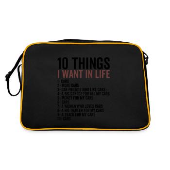 10 Dinge, die ich in Life Cars will - Retro Tasche - Schwarz/Gold - Hinten
