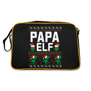 Papa Elf hässlicher Weihnachtspullover - Retro Tasche - Schwarz/Gold - Hinten