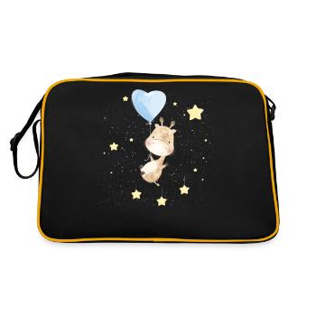 Adorable Giraffe In Space - Retro Bag - black/gold - Back