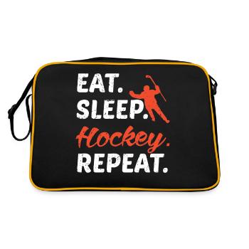 Eat Sleep Hockey Repeat - Retro Tasche - Schwarz/Gold - Hinten
