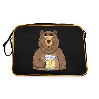 bear beer funny beer drinking bear beer - Retro Bag - black/gold - Back