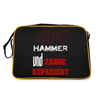 Wird mit hammer und zange repariert Ural Beiwagen - Retro Tasche - Schwarz/Gold - Hinten