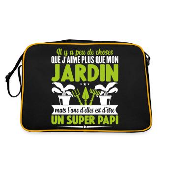 Cadeau Jardin Super Papi Jardinier Papy Jardinage - Sac Retro - noir/or - Dos