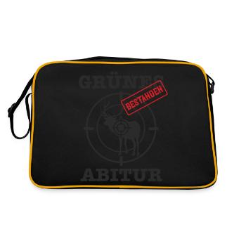 Jagdschein Jägerprüfung Grünes Abitur Bestanden - Retro Tasche - Schwarz/Gold - Hinten