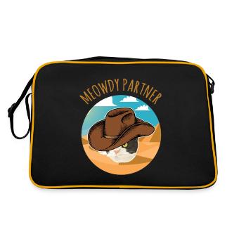 Meowdy Partner Funny Southern Cat Pun - Retro Bag - black/gold - Back