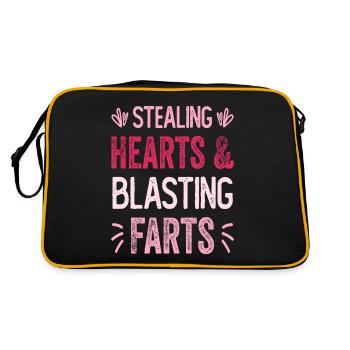 Stealing hearts and blasting farts - Retro Bag - black/gold - Back