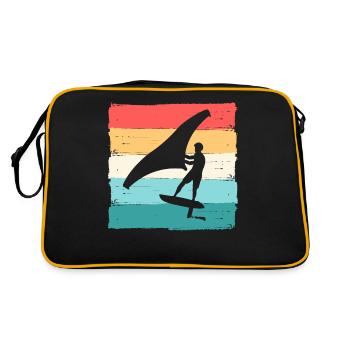 Wing Foiling Surf Surfing Surfer - Retro Tasche - Schwarz/Gold - Hinten