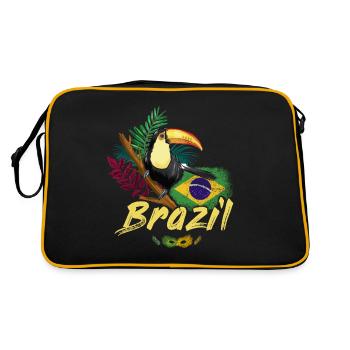 Toucan vintage du Brésil avec drapeau et masque de samba - Sac Retro - noir/or - Dos