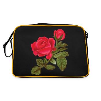 Rose Aquarelle peinte à la main - Sac Retro - noir/or - Dos