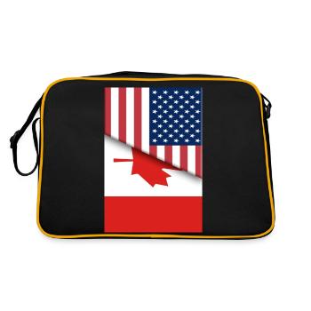 USA Kanada Kanadische Flagge Doppelbürger Amerikanisch - Retro Tasche - Schwarz/Gold - Hinten