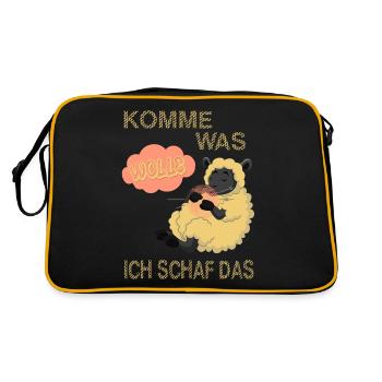 Komme was Wolle ich Schaf das - Retro Tasche - Schwarz/Gold - Hinten