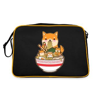 Chat Ramen Chien Shiba Inu Japonais Kawaii Mignon Anime - Sac Retro - noir/or - Dos
