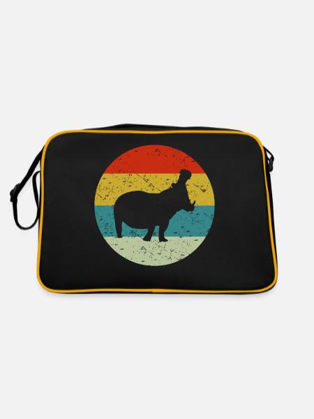 Retro Vintage Nilpferd - Retro Tasche - Schwarz/Gold - Hinten