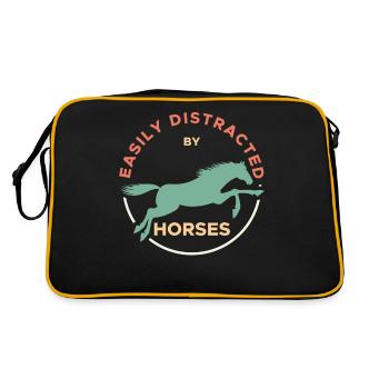 Easily Distracted By Horses Horse Rider Horses - Retro Tasche - Schwarz/Gold - Hinten