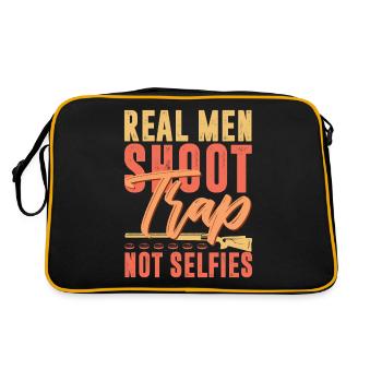 Real Men Shoot Not Selfies Clay Skeet Shooting - Retro Tasche - Schwarz/Gold - Hinten
