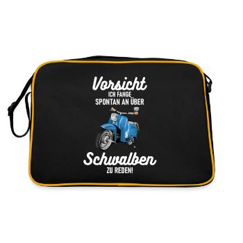 Vorsicht Ich rede über KR51 Schwalben DDR Moped - Retro Tasche - Schwarz/Gold - Hinten
