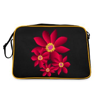 Flower, pink, flowers, floral, flower meadow, floral - Retro Bag - black/gold - Back