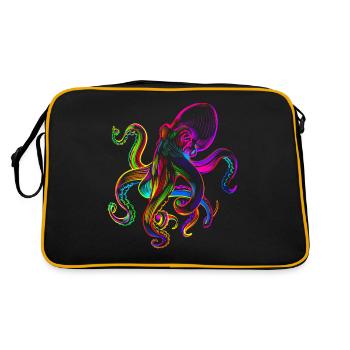 octopus octopuses funny colorfull - Retro Bag - black/gold - Back