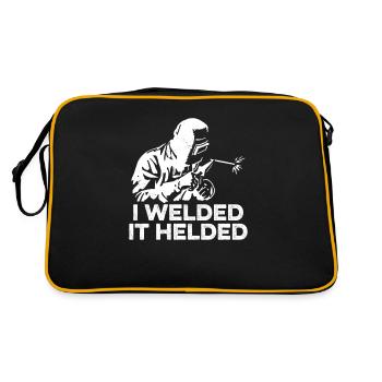 I Welded It Helded Welder Humor Welders Contractor - Retro Bag - black/gold - Back