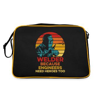 Welder Because Engineers Need Heroes Too Funny - Retro Bag - black/gold - Back