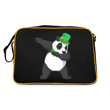 Dabbing Panda St Patricks Tag - Retro Tasche - Schwarz/Gold - Hinten