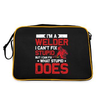 I'm A Welder I Can't Fix Stupid Weld Welding - Retro Tasche - Schwarz/Gold - Hinten
