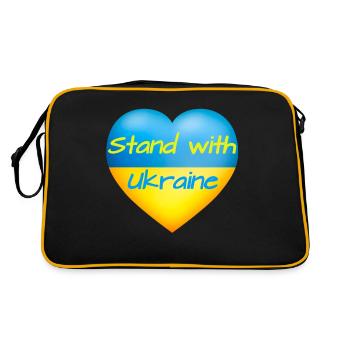 Stand with Ukraine Heart yellow blue flag Ukraine - Retro Bag - black/gold - Back