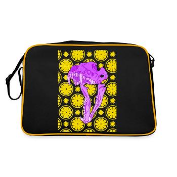 Totenkopf Kawaii Pastell Goth Festival Techno - Retro Tasche - Schwarz/Gold - Hinten